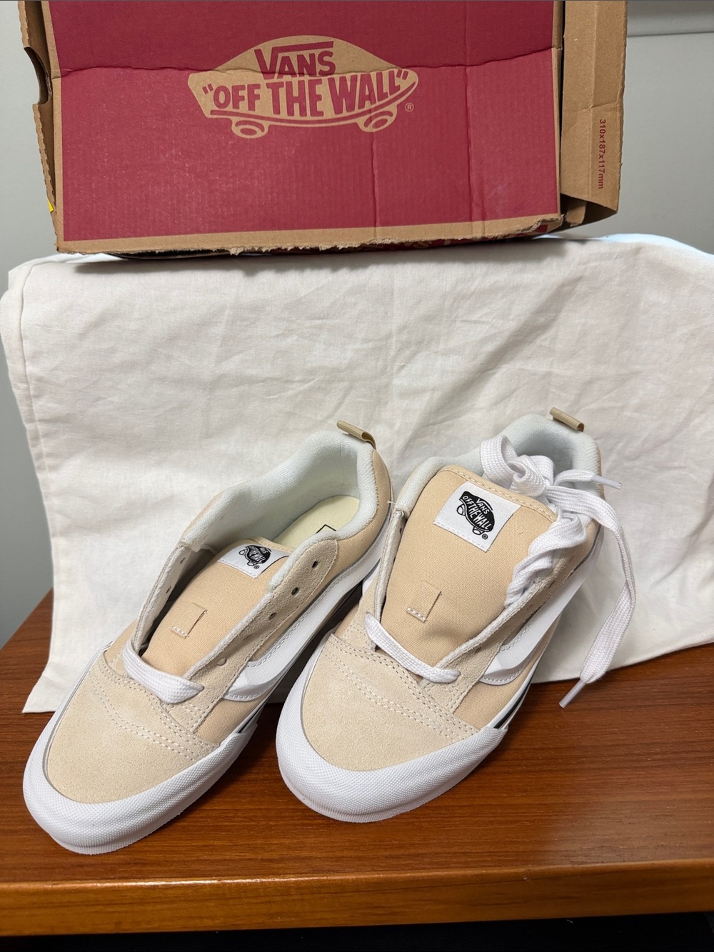 Vans Beige and White Low Top Sneakers